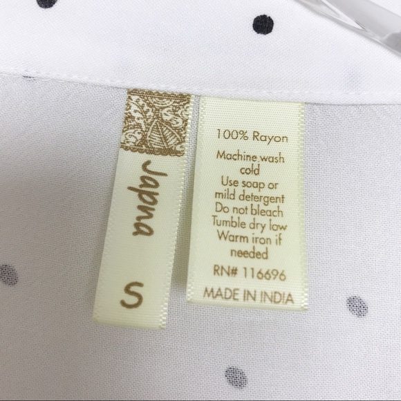 Japna Black/White Polka Dot Front Tie Camp Shirt S - Picture 8 of 8